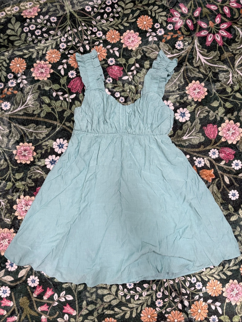 Light Blue Ruffle Strap Mini Dress